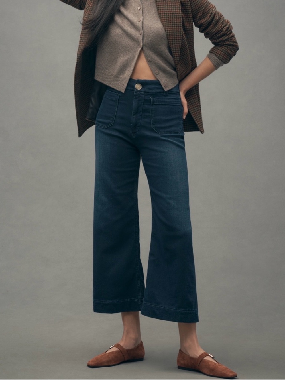 Anthropologie Maeve The Colette Knit Crop High Rise Wide Leg Jeans Petite NWT